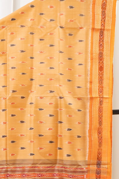 Odisha Ikkat Khandua Pure Silk Saree- Pastel Orange