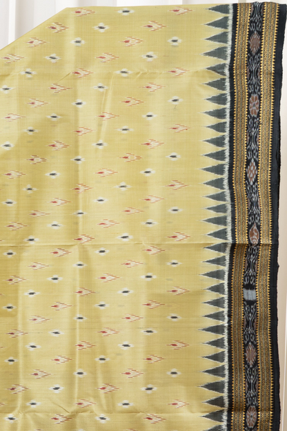 Odisha Ikkat Khandua Silk Saree - Mayura Chandrika- Deep Beige