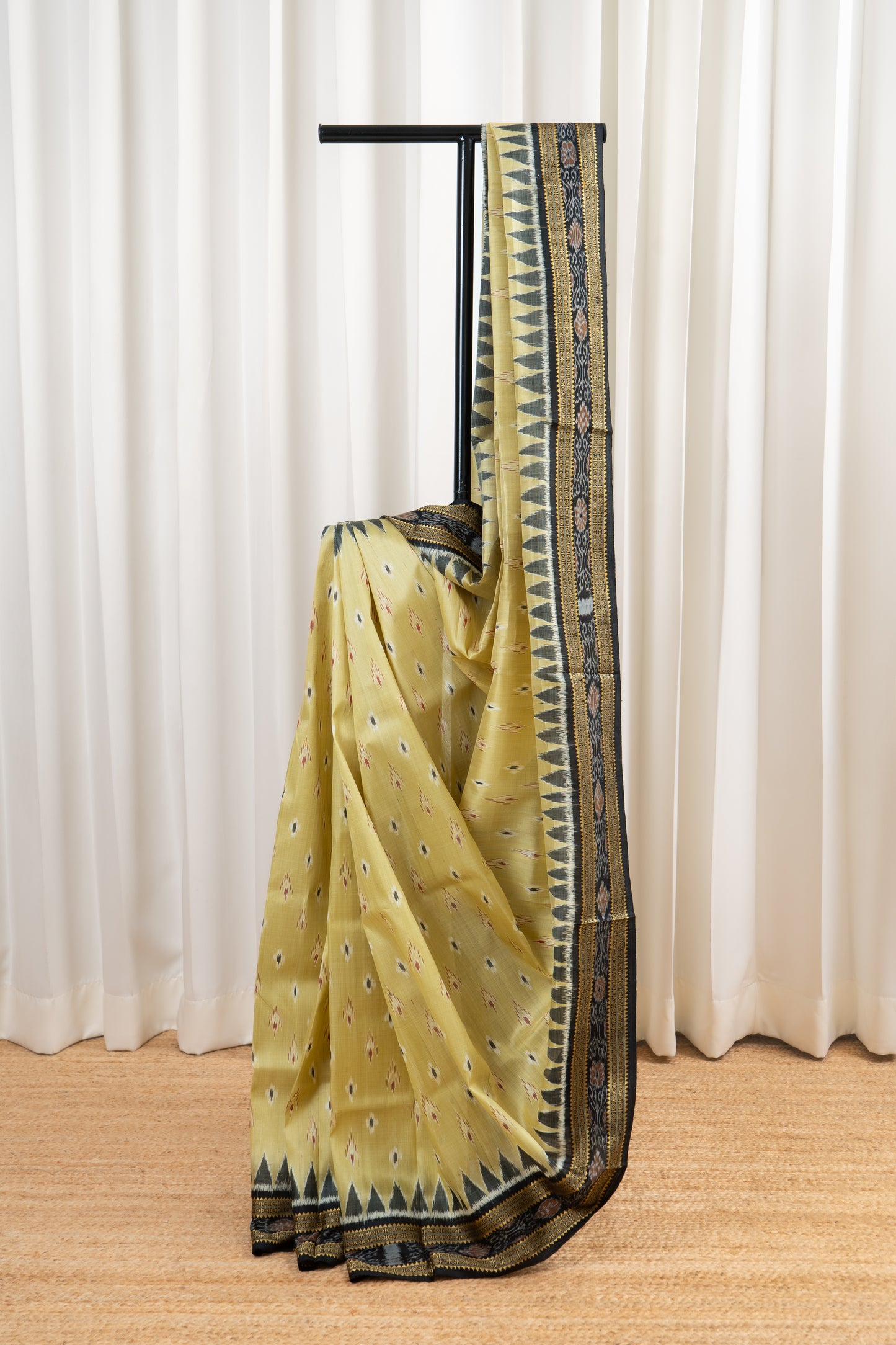 Odisha Ikkat Khandua Silk Saree - Mayura Chandrika- Deep Beige