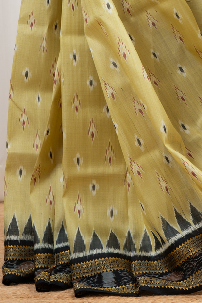 Odisha Ikkat Khandua Silk Saree - Mayura Chandrika- Deep Beige