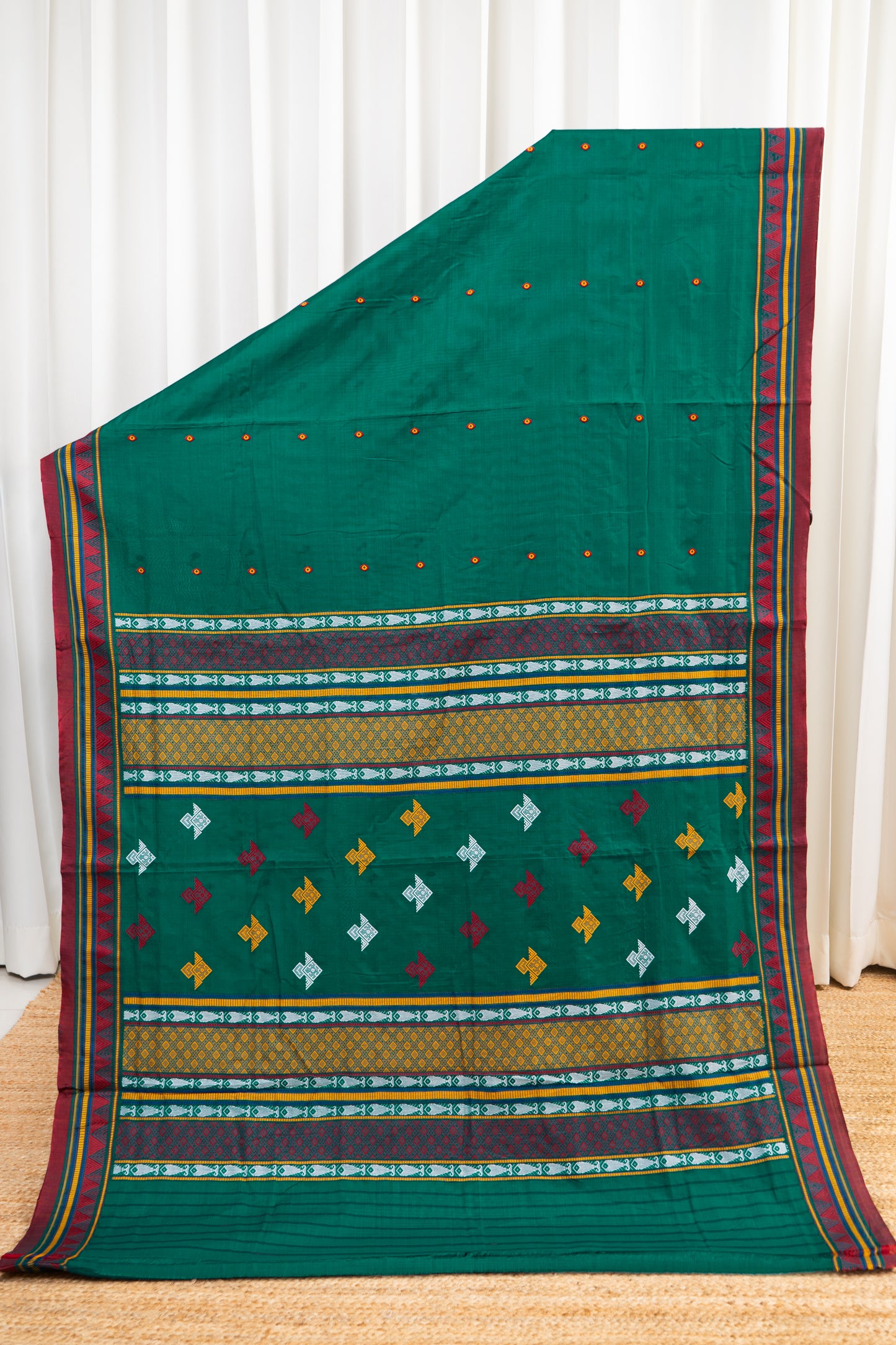 Exclusive Dongria Cotton Saree - Rama Green