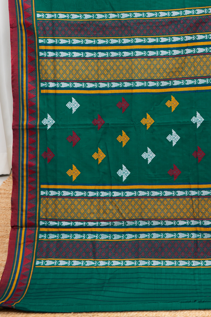 Exclusive Dongria Cotton Saree - Rama Green