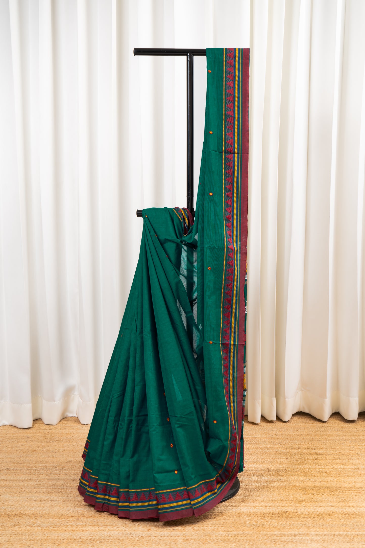 Exclusive Dongria Cotton Saree - Rama Green