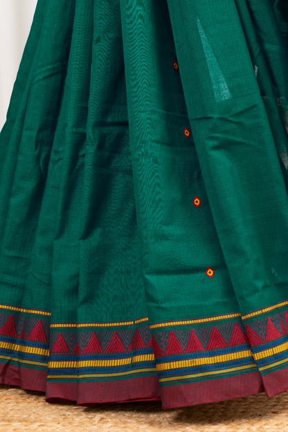 Exclusive Dongria Cotton Saree - Rama Green
