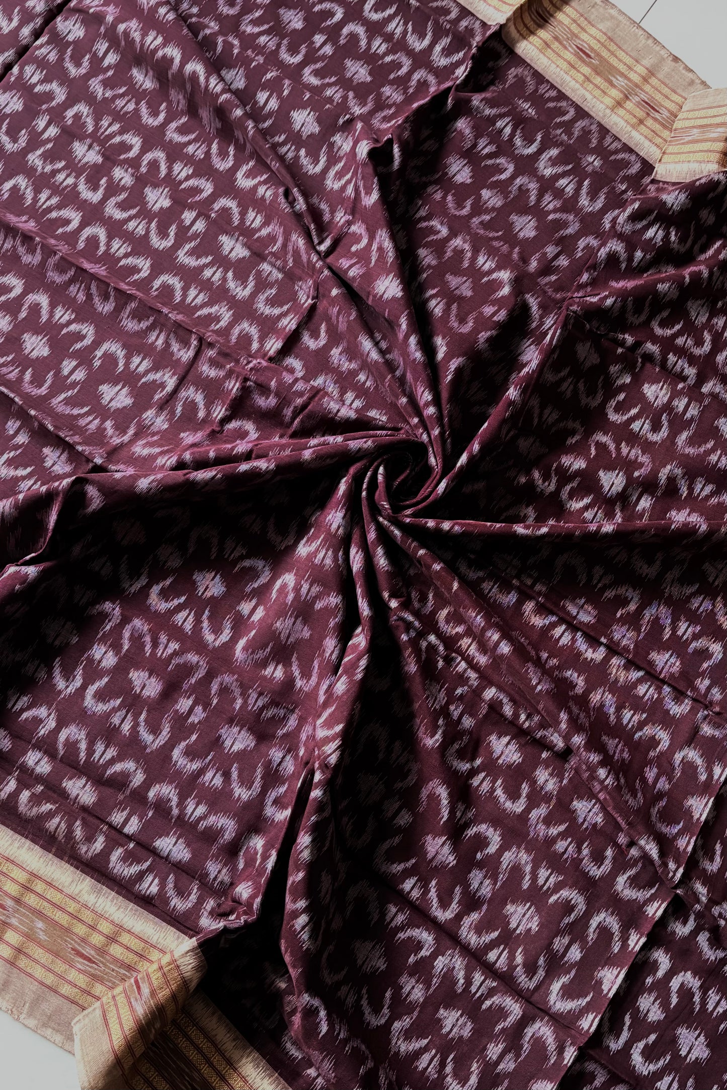 Nuapatna Ikkat Khandua Cotton Saree - Coffee