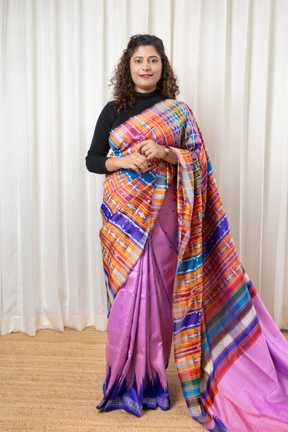 Exclusive Ganga Jamuna Border Double Pallu Berhampuri Pure Silk Patta Saree - Pink