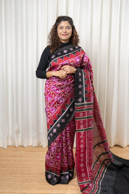 Exclusive Ikkat Pure Silk Saree-  Odia Varnamala With Airabat Palla