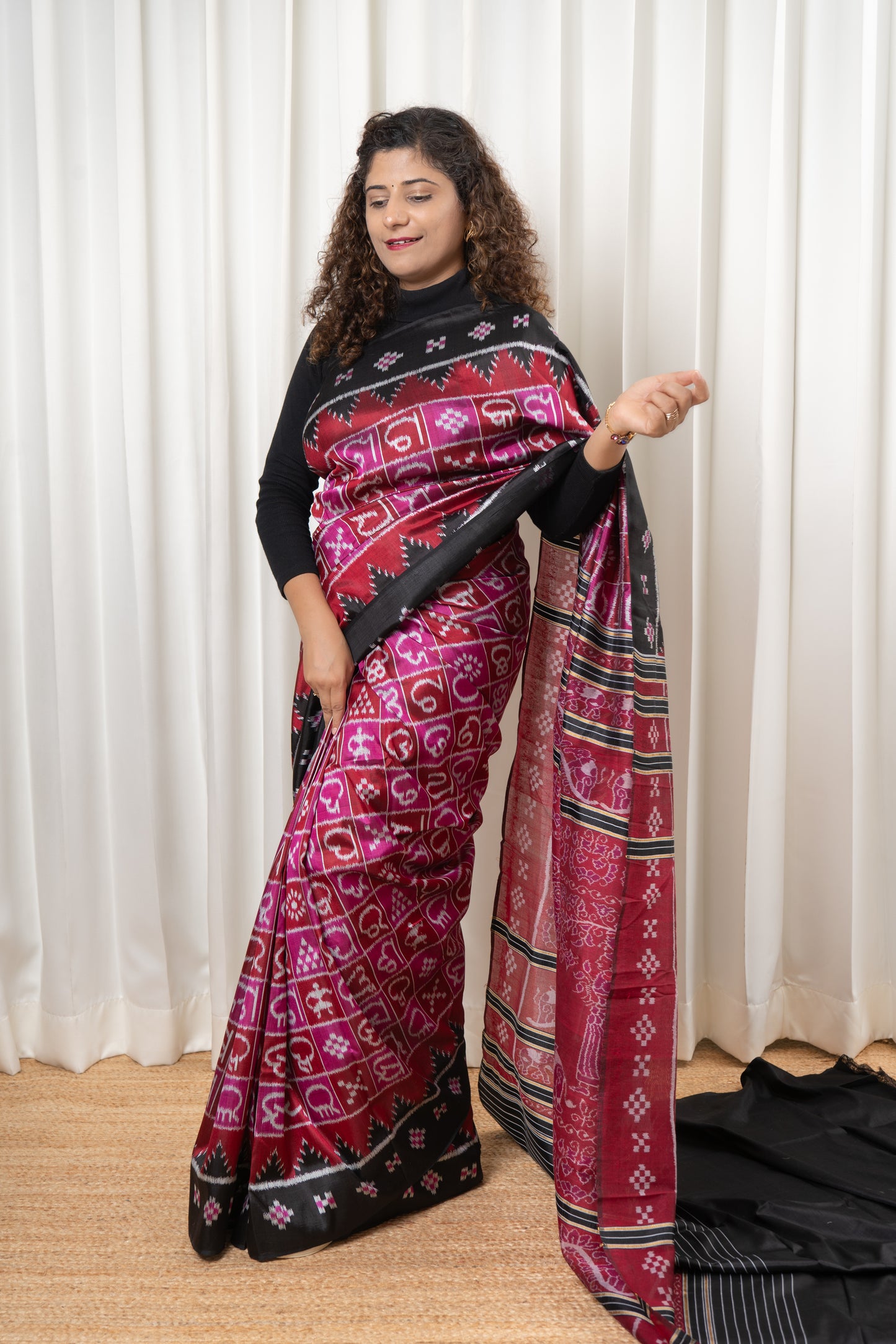 Exclusive Ikkat Pure Silk Saree-  Odia Varnamala With Airabat Palla