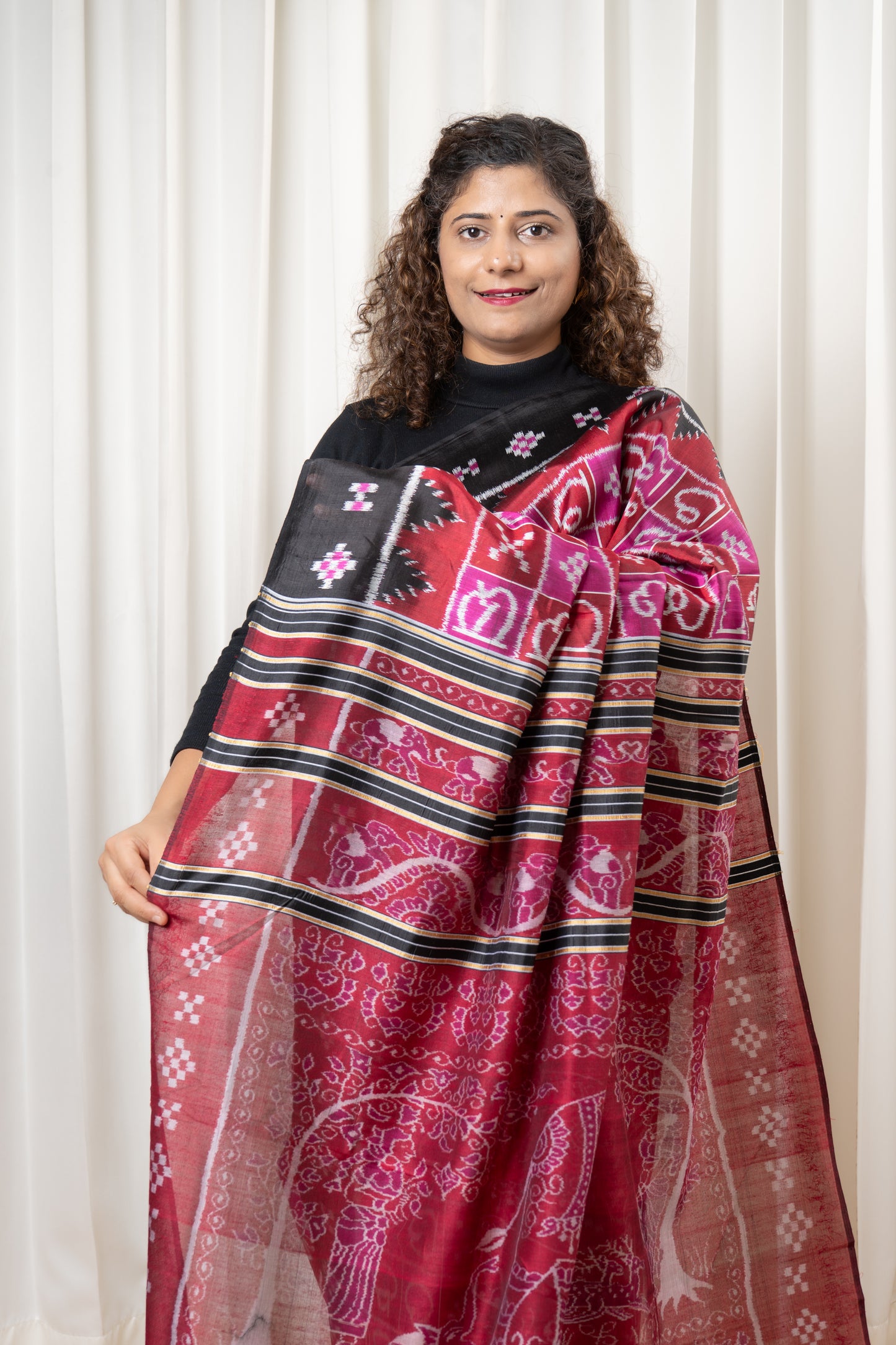 Exclusive Ikkat Pure Silk Saree-  Odia Varnamala With Airabat Palla