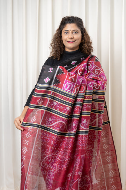Exclusive Ikkat Pure Silk Saree-  Odia Varnamala With Airabat Palla