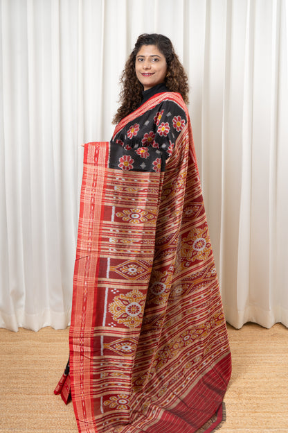 Exclusive Odisha Ikkat Pure Silk Saree-Black