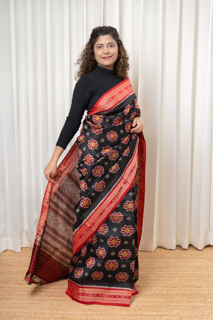 Exclusive Odisha Ikkat Pure Silk Saree-Black