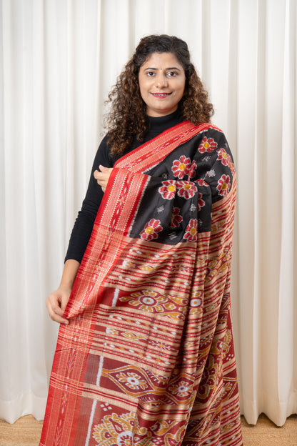 Exclusive Odisha Ikkat Pure Silk Saree-Black