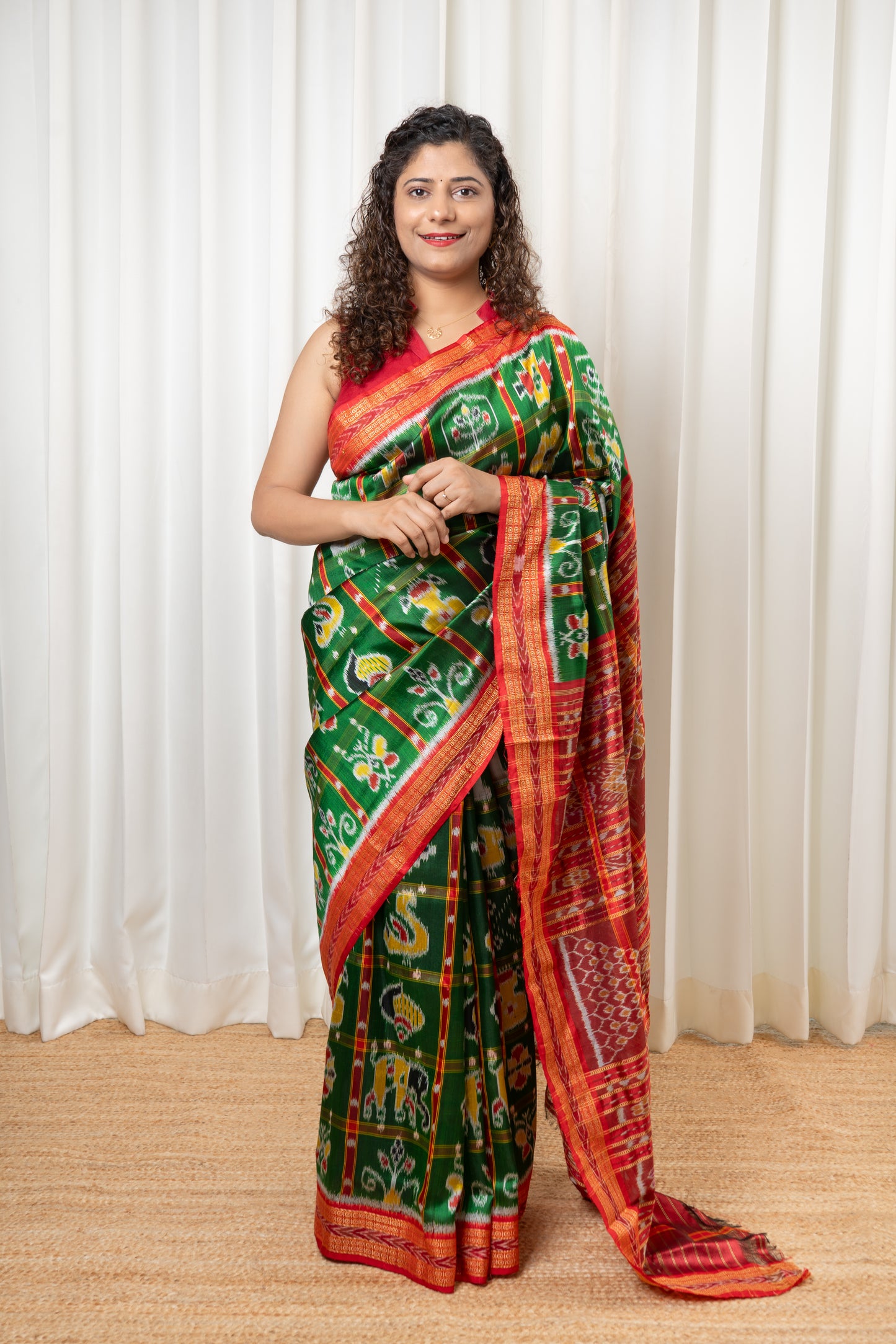 Nabakothi Khandua Silk Saree: Green