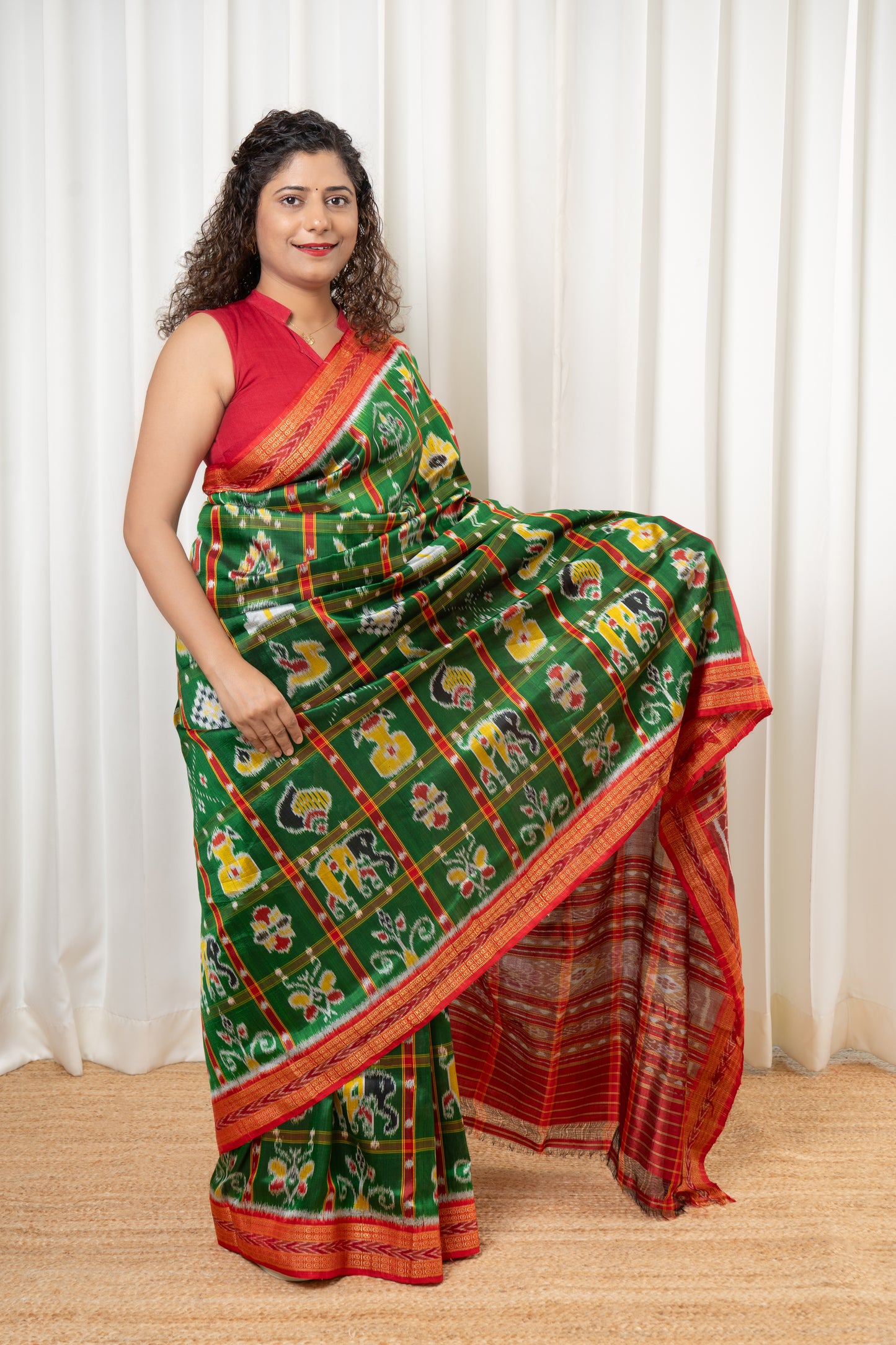 Nabakothi Khandua Silk Saree: Green