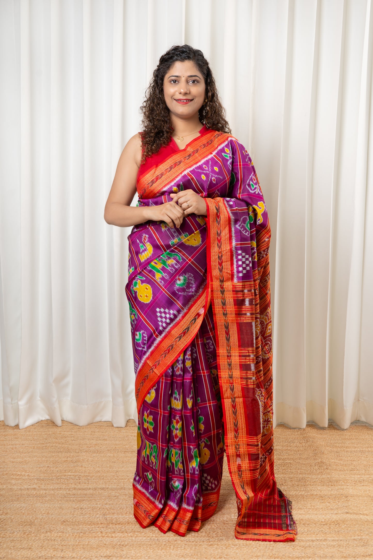 Nabakothi Khandua Pure Silk Saree: Purple