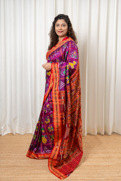 Nabakothi Khandua Pure Silk Saree: Purple