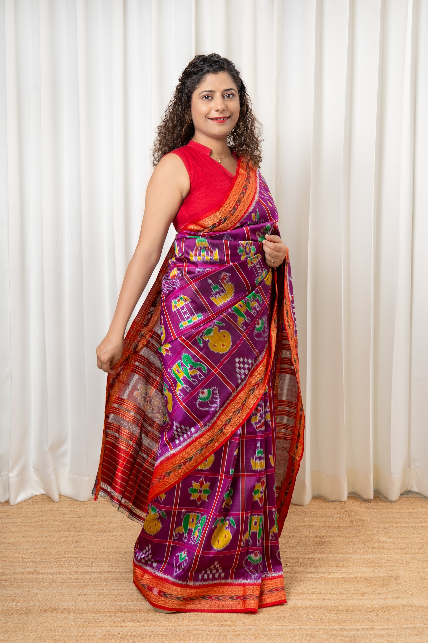 Nabakothi Khandua Pure Silk Saree: Purple