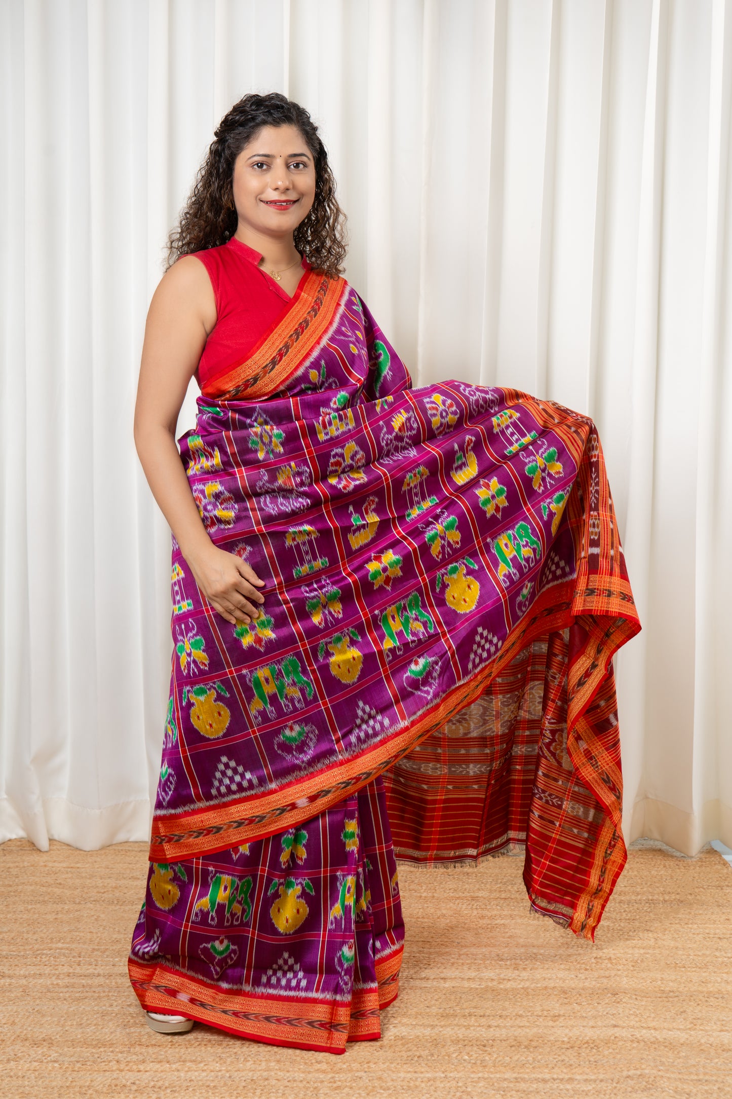 Nabakothi Khandua Pure Silk Saree: Purple