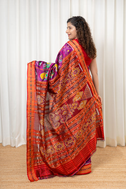 Nabakothi Khandua Pure Silk Saree: Purple