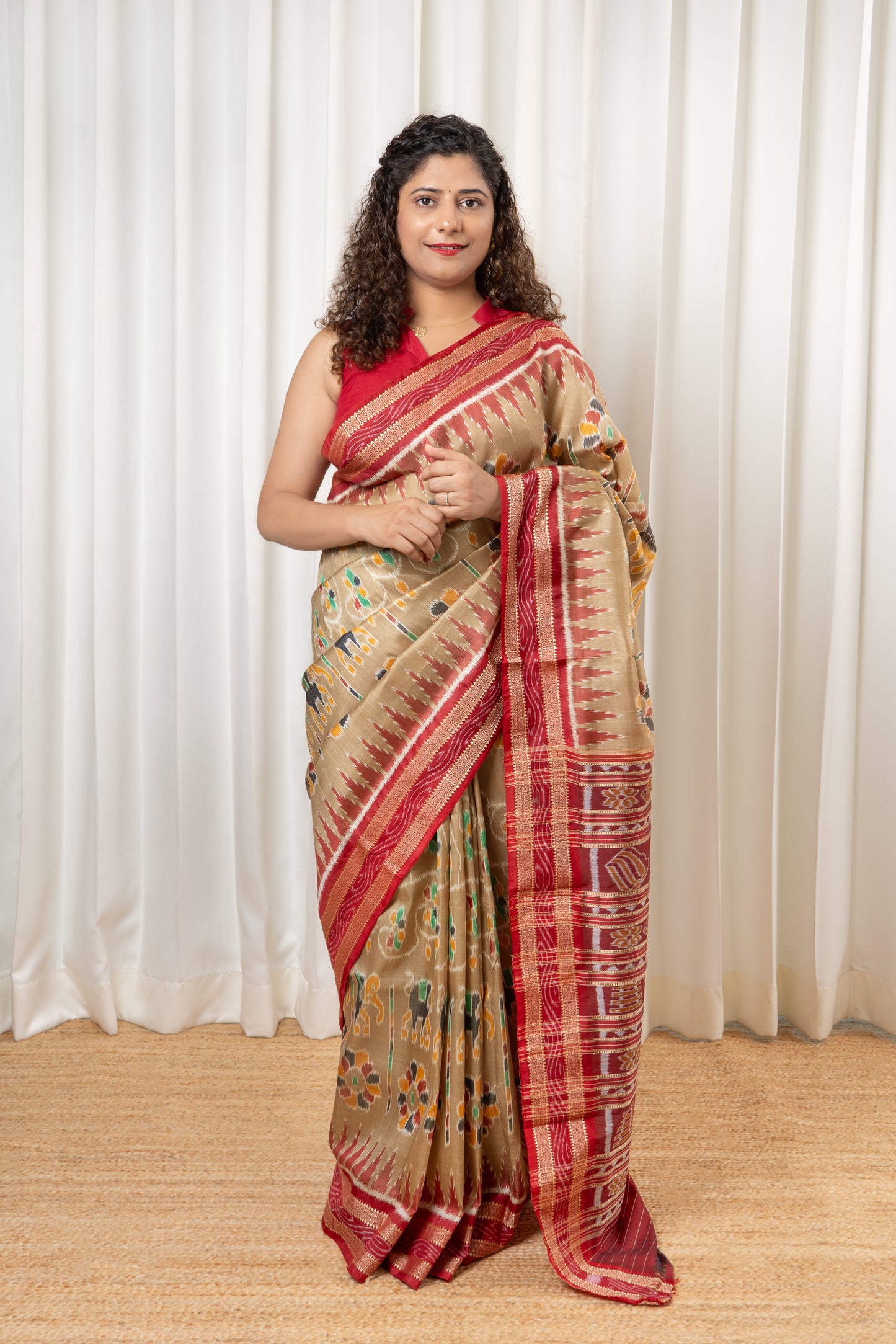Exclusive Pure Khandua Silk Saree-Light Gold