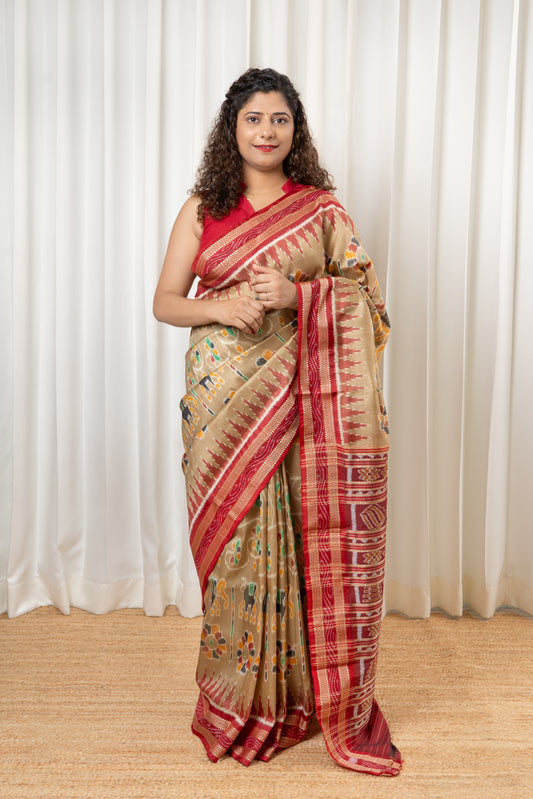 Exclusive Pure Khandua Silk Saree-Light Gold