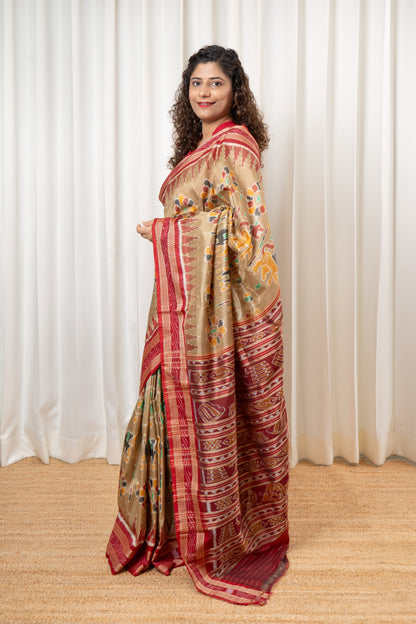 Exclusive Pure Khandua Silk Saree-Light Gold