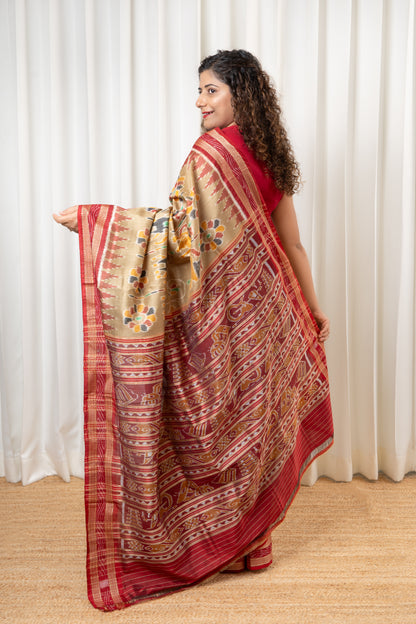 Exclusive Pure Khandua Silk Saree-Light Gold