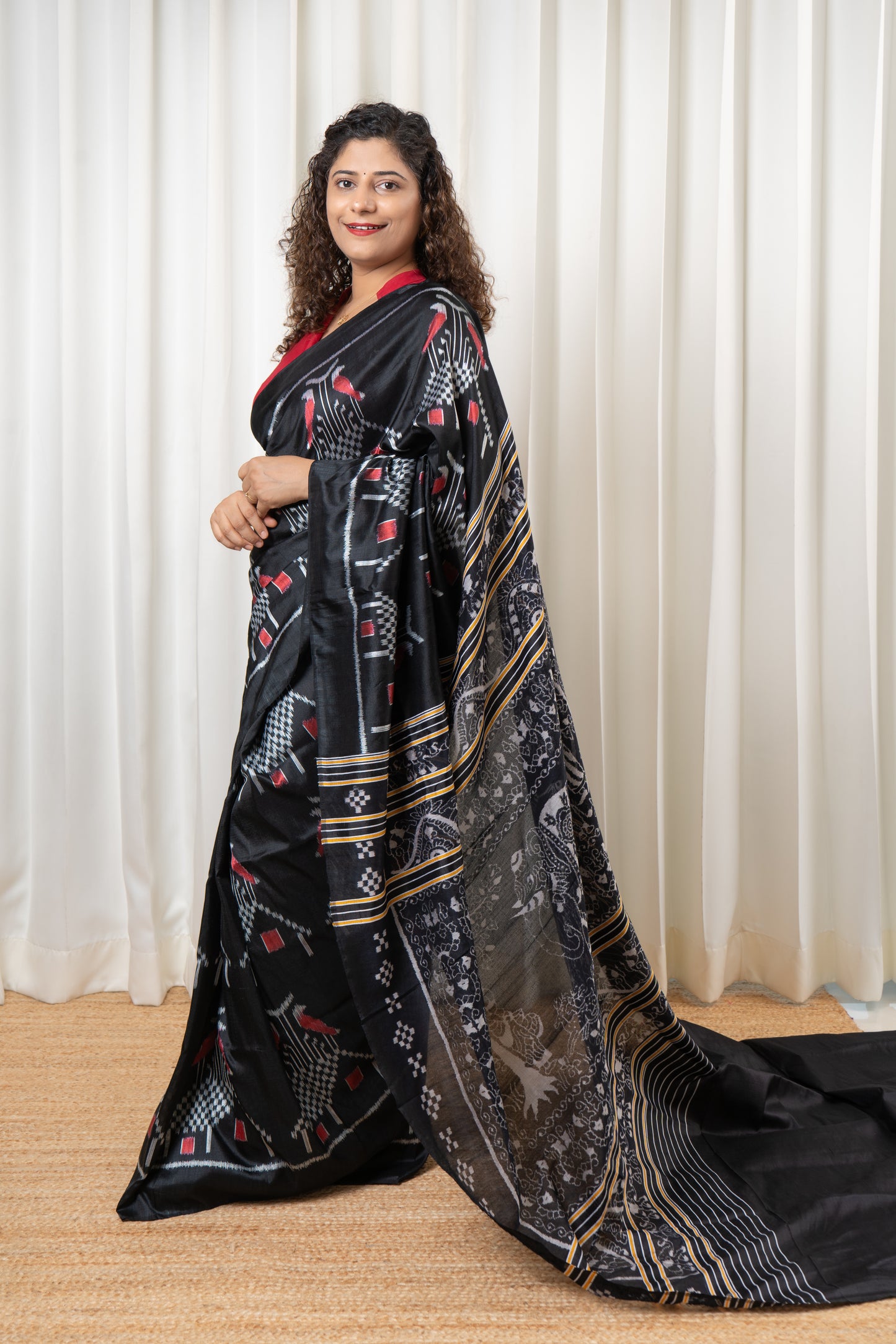 Odisha Ikkat Nuapatna Pure Silk Saree- Black