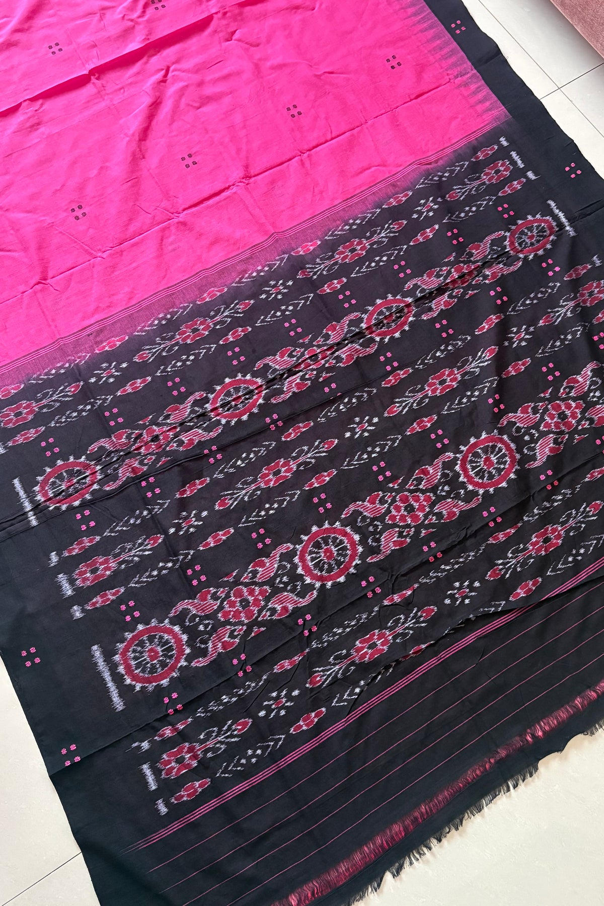 Ek Phulia Cotton Saree - Pink