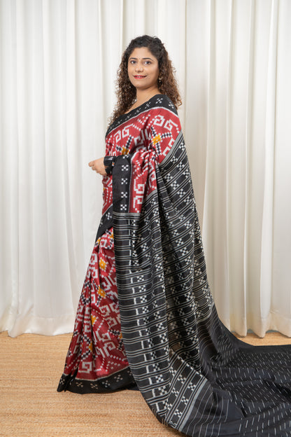 Exclusive Odisha Ikkat Khandua Pure Silk Saree- Maroon