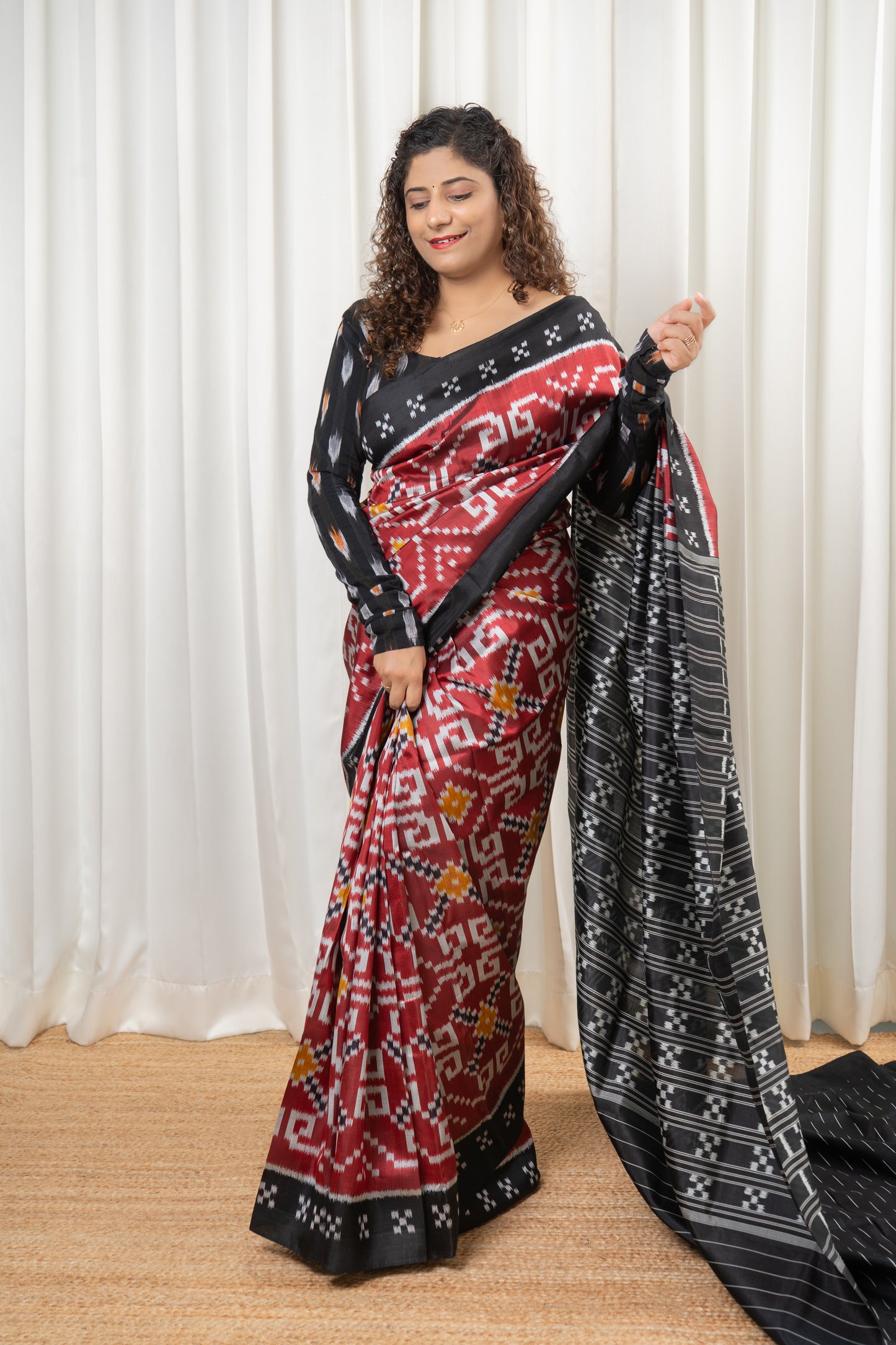 Exclusive Odisha Ikkat Khandua Pure Silk Saree- Maroon