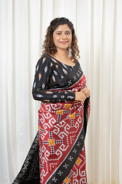 Exclusive Odisha Ikkat Khandua Pure Silk Saree- Maroon