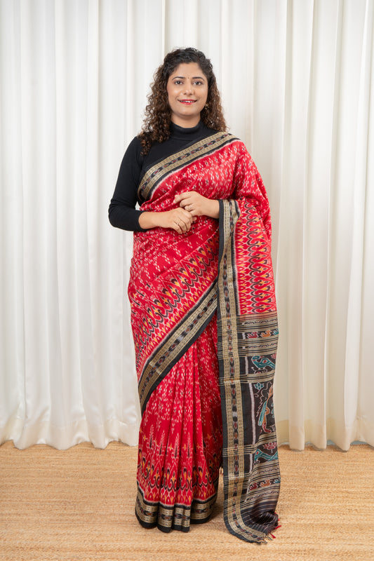 Exclusive Odisha Ikkat Pure Silk Saree-Red