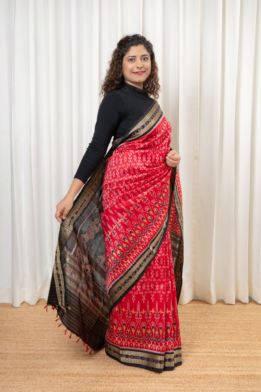 Exclusive Odisha Ikkat Pure Silk Saree-Red