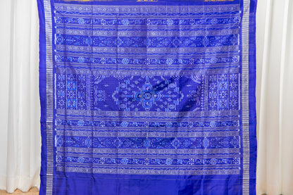 Exclusive Sambalpuri Pure Silk Saree - Gold-Blue