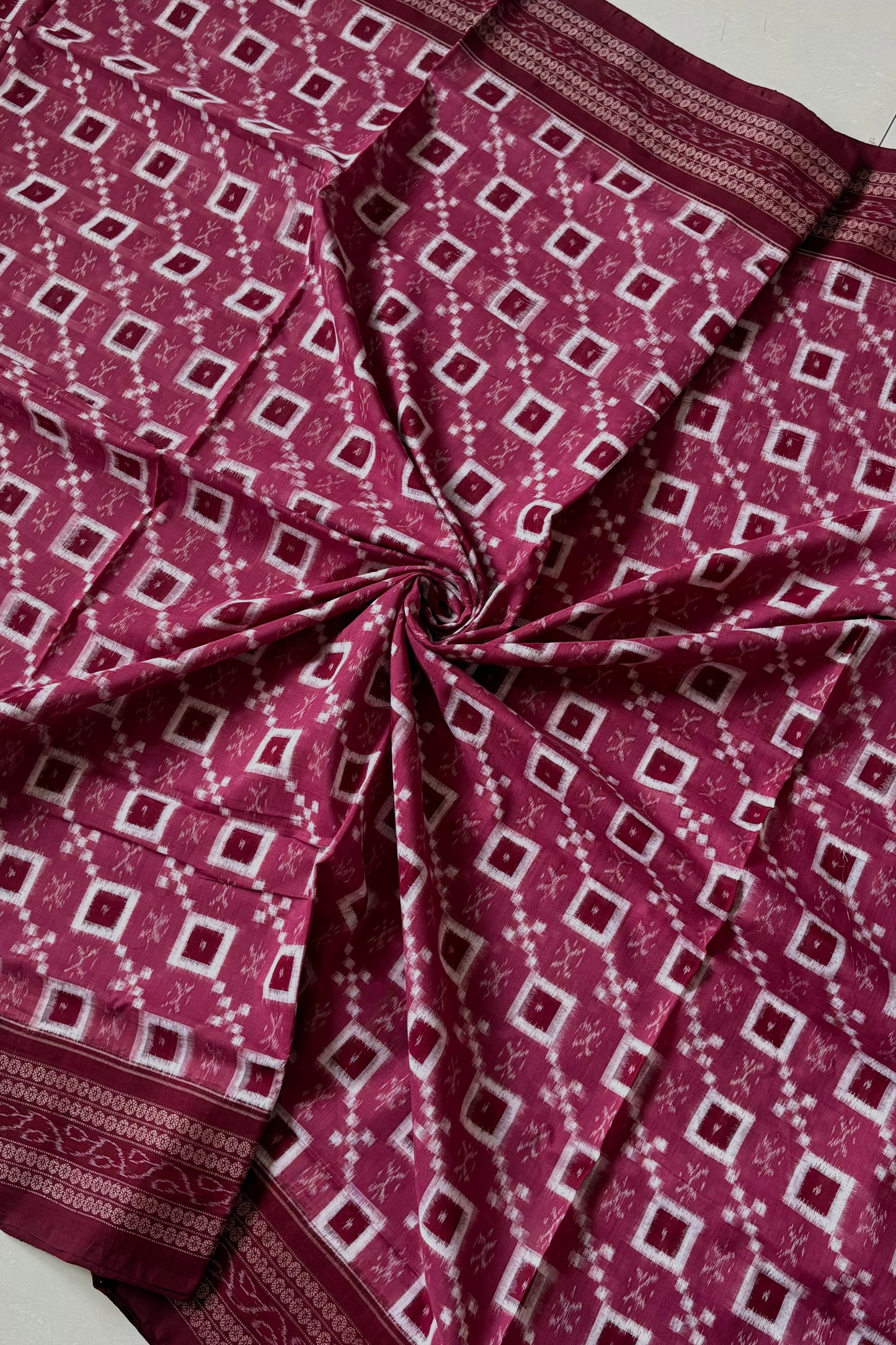 Exclusive Sambalpuri Pure Cotton Saree - Onion Pink