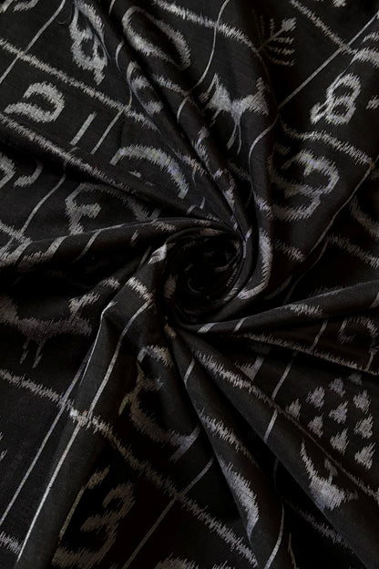 Exclusive Odia Varnamala Khandua Cotton Saree - Black