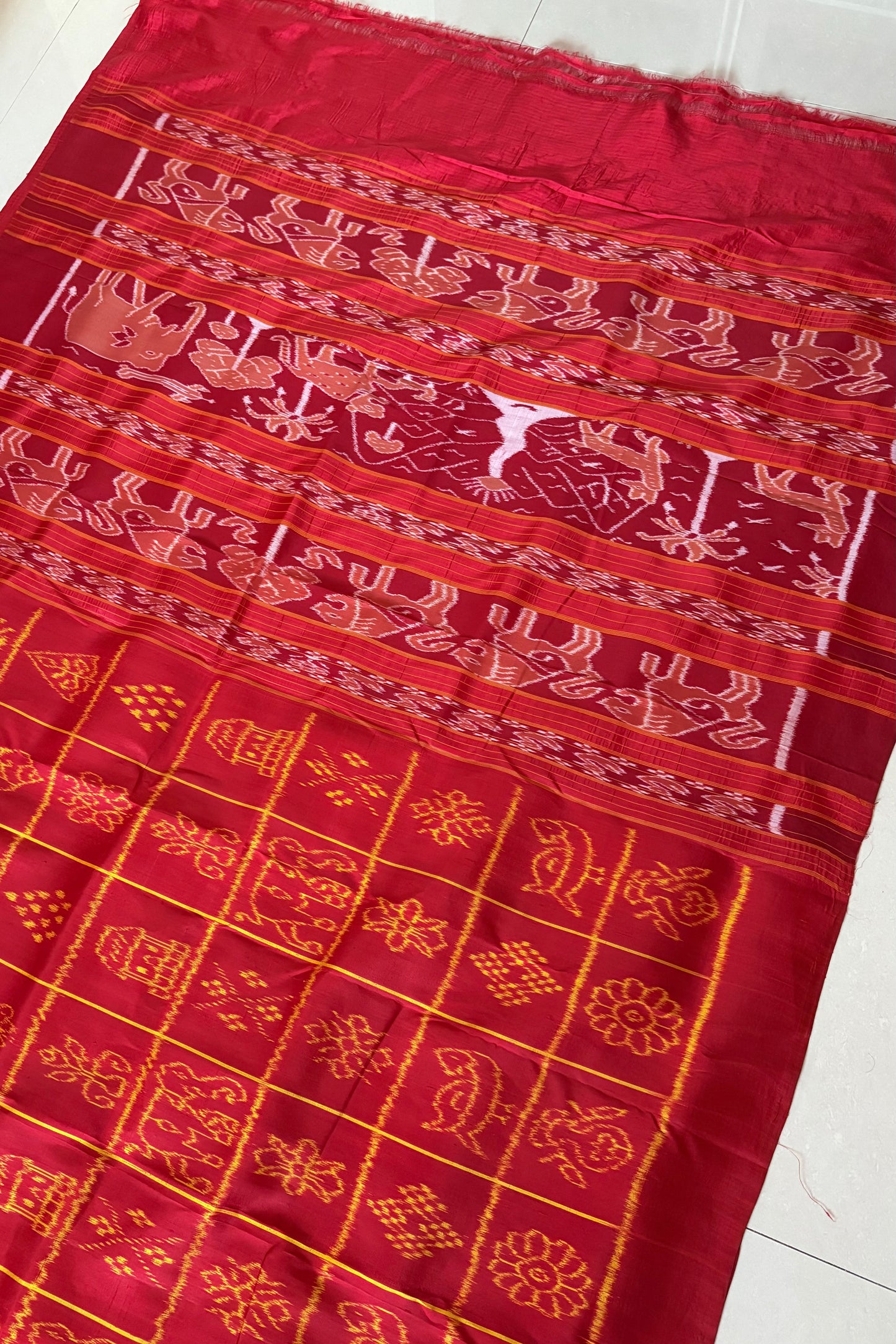 Exclusive Odisha Ikkat Nabakothi Pure Silk Saree- Red