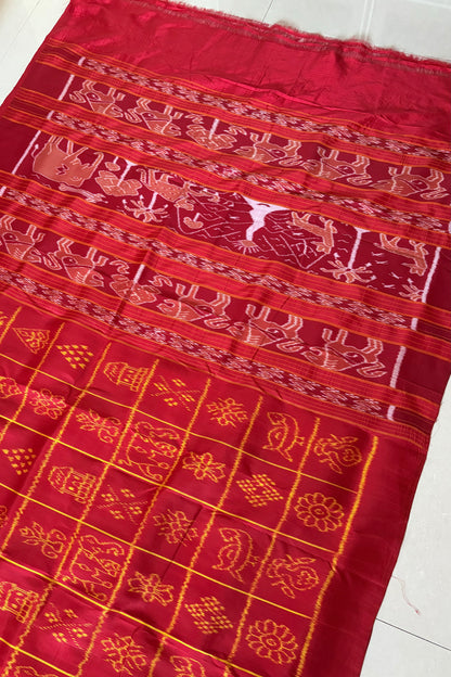 Exclusive Odisha Ikkat Nabakothi Pure Silk Saree- Red