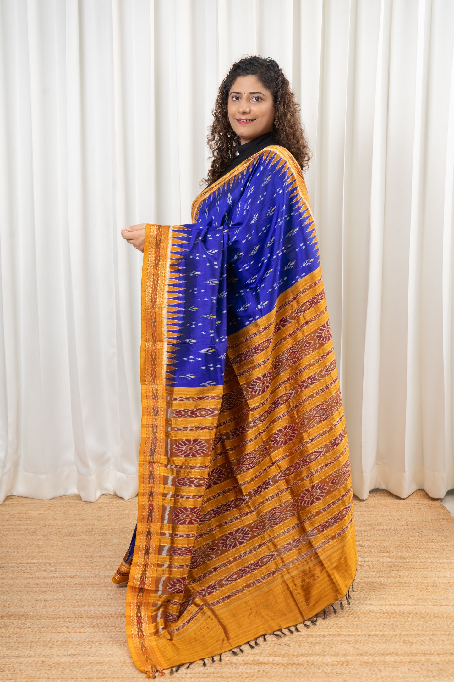 Odisha Ikkat Khandua Silk Saree - Mayura Chandrika- Royal Blue