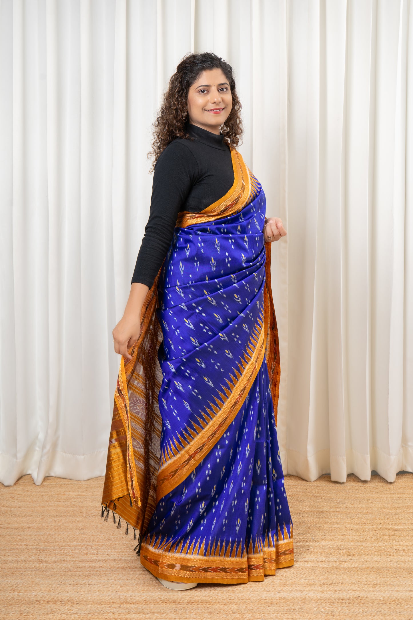 Odisha Ikkat Khandua Silk Saree - Mayura Chandrika- Royal Blue