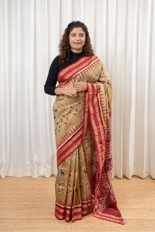 Exclusive Pure Khandua Silk Saree-Light Gold