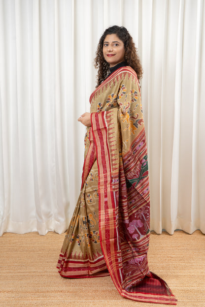 Exclusive Pure Khandua Silk Saree-Light Gold
