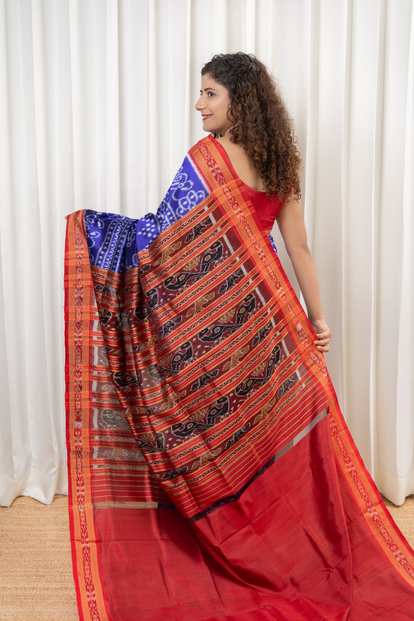 Odisha Ikkat Khandua Silk Saree - Blue