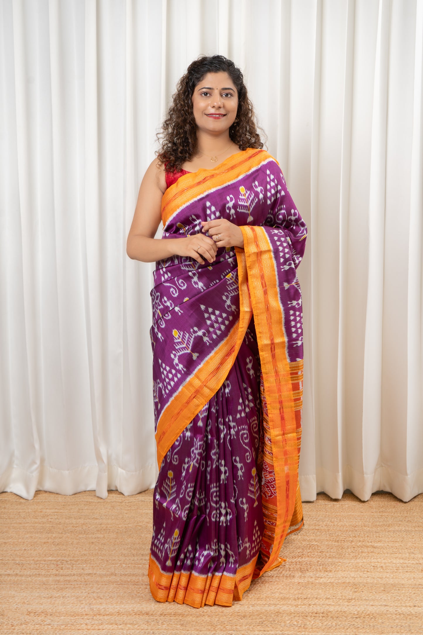 Odisha Ikkat Khandua Silk Saree - Purple