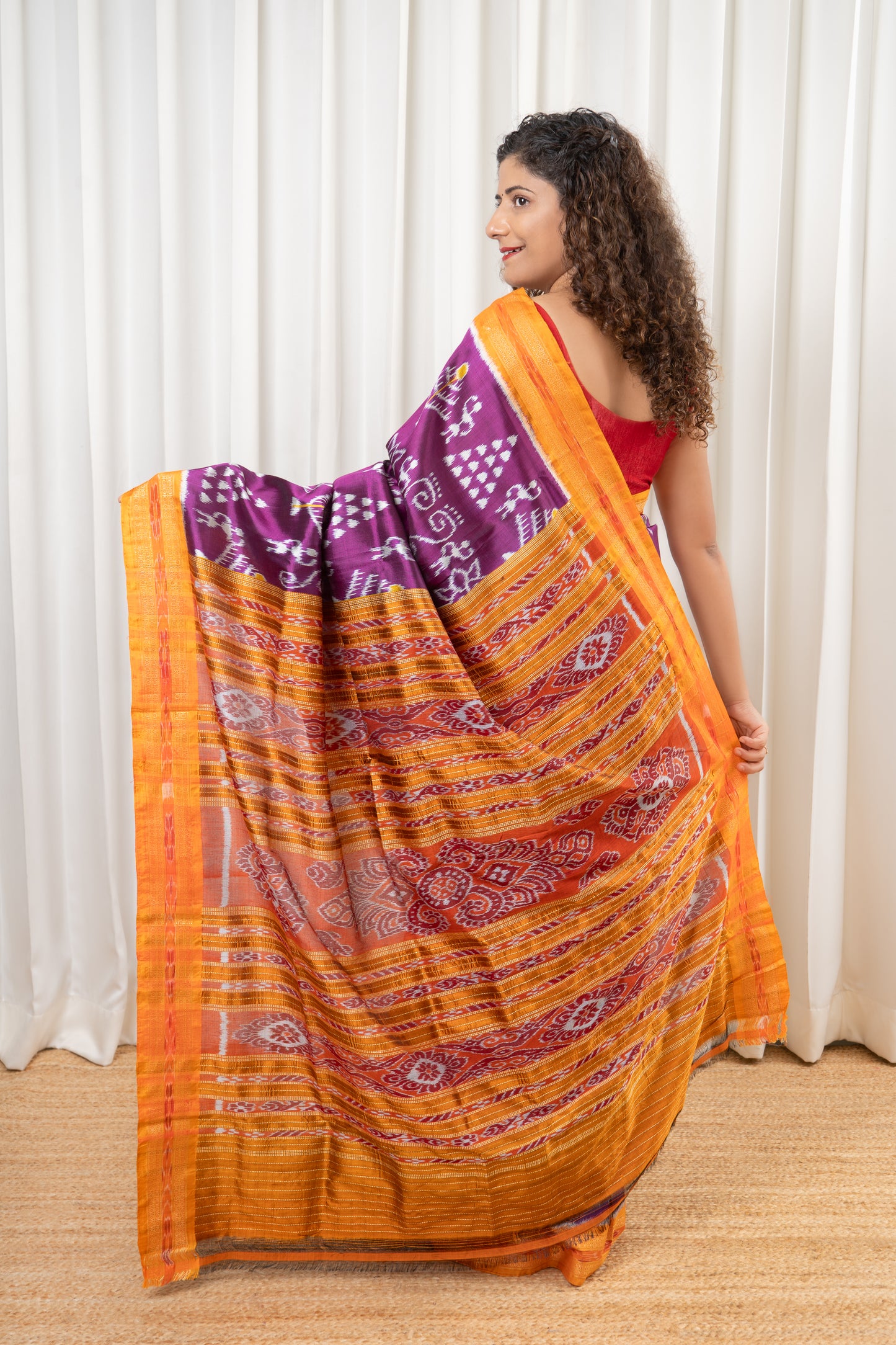 Odisha Ikkat Khandua Silk Saree - Purple