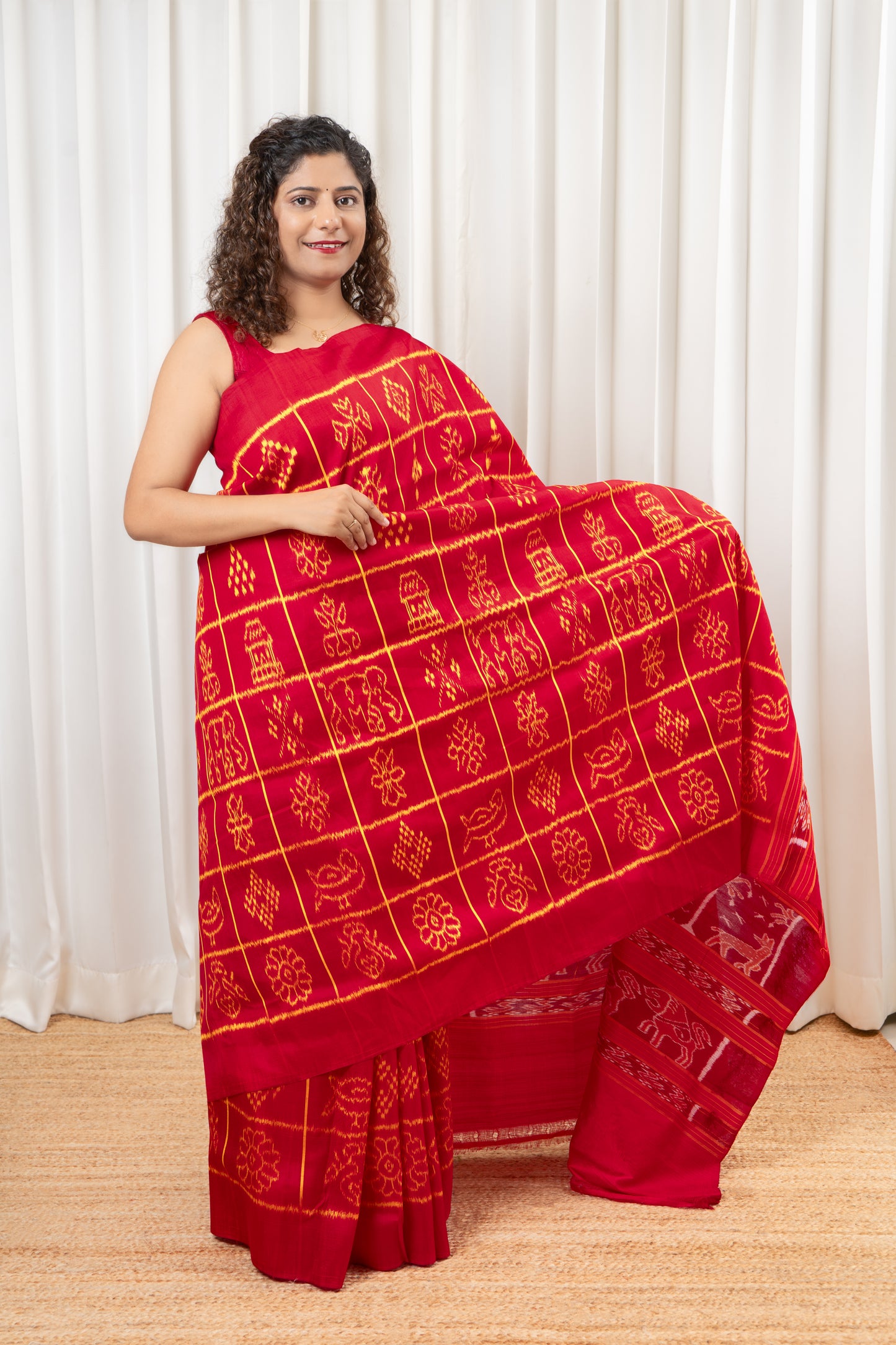Exclusive Odisha Ikkat Nabakothi Pure Silk Saree- Red
