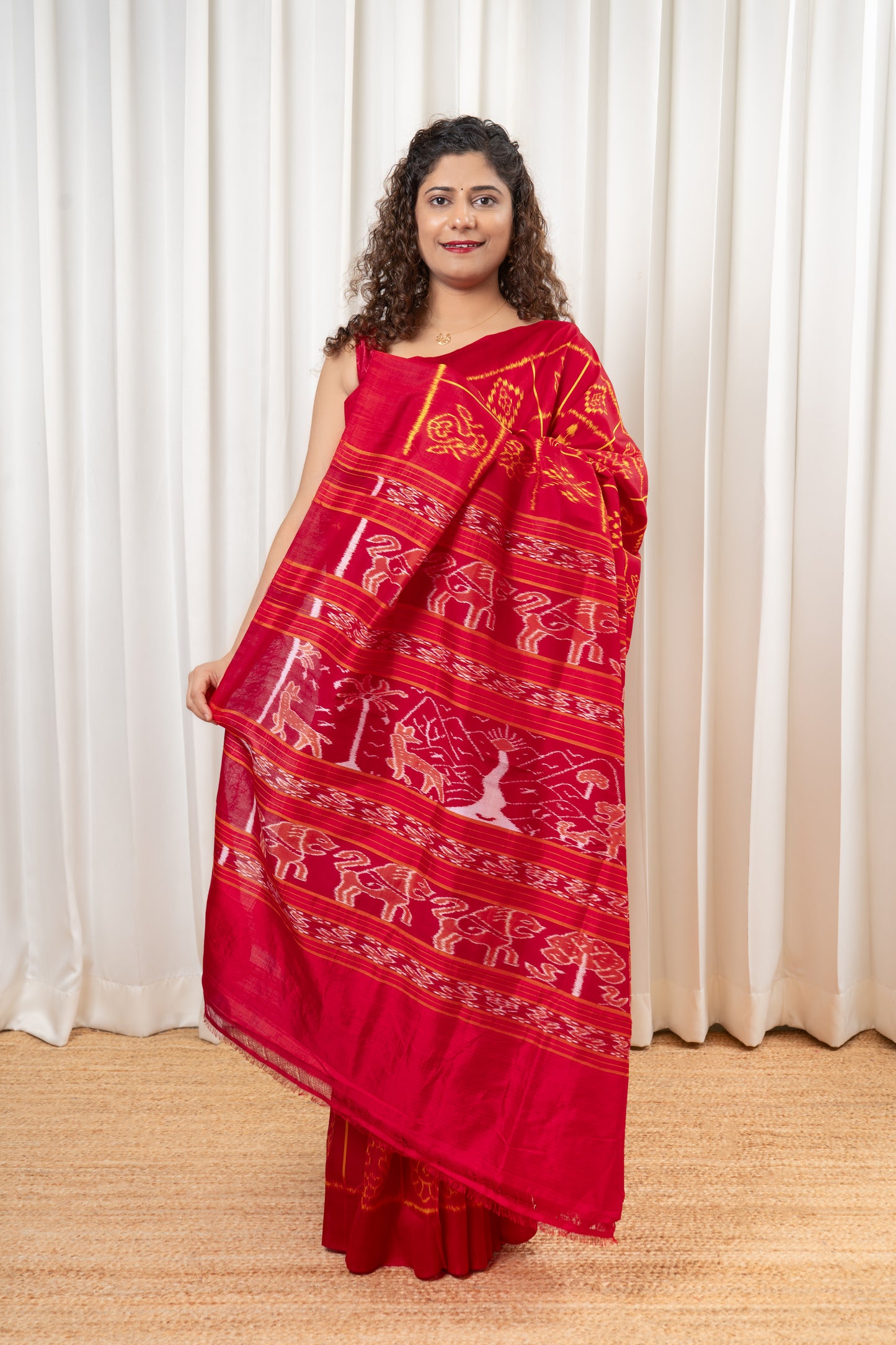 Exclusive Odisha Ikkat Nabakothi Pure Silk Saree- Red