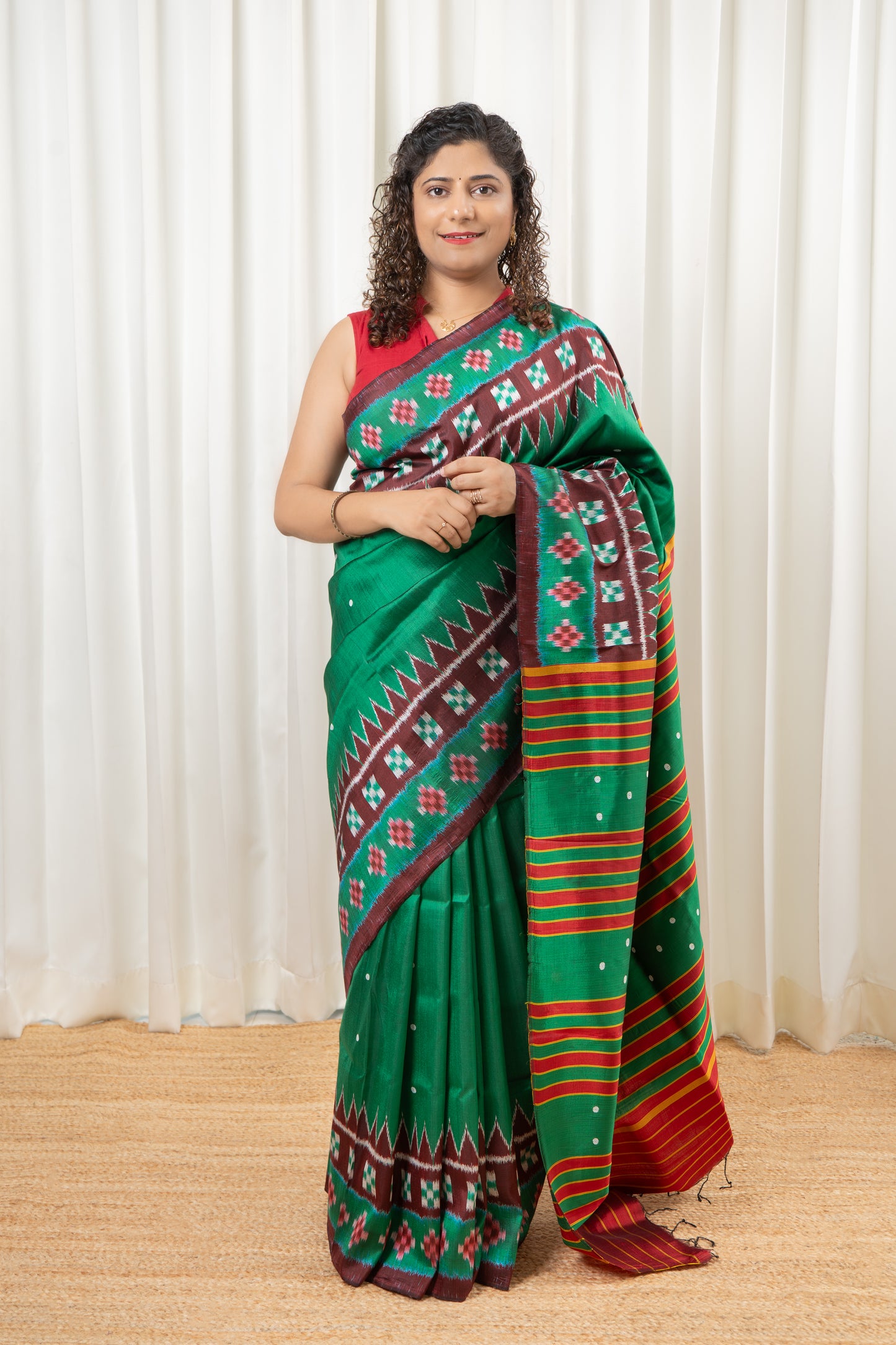 Exclusive Odisha Ikkat Pure Silk Saree- Green